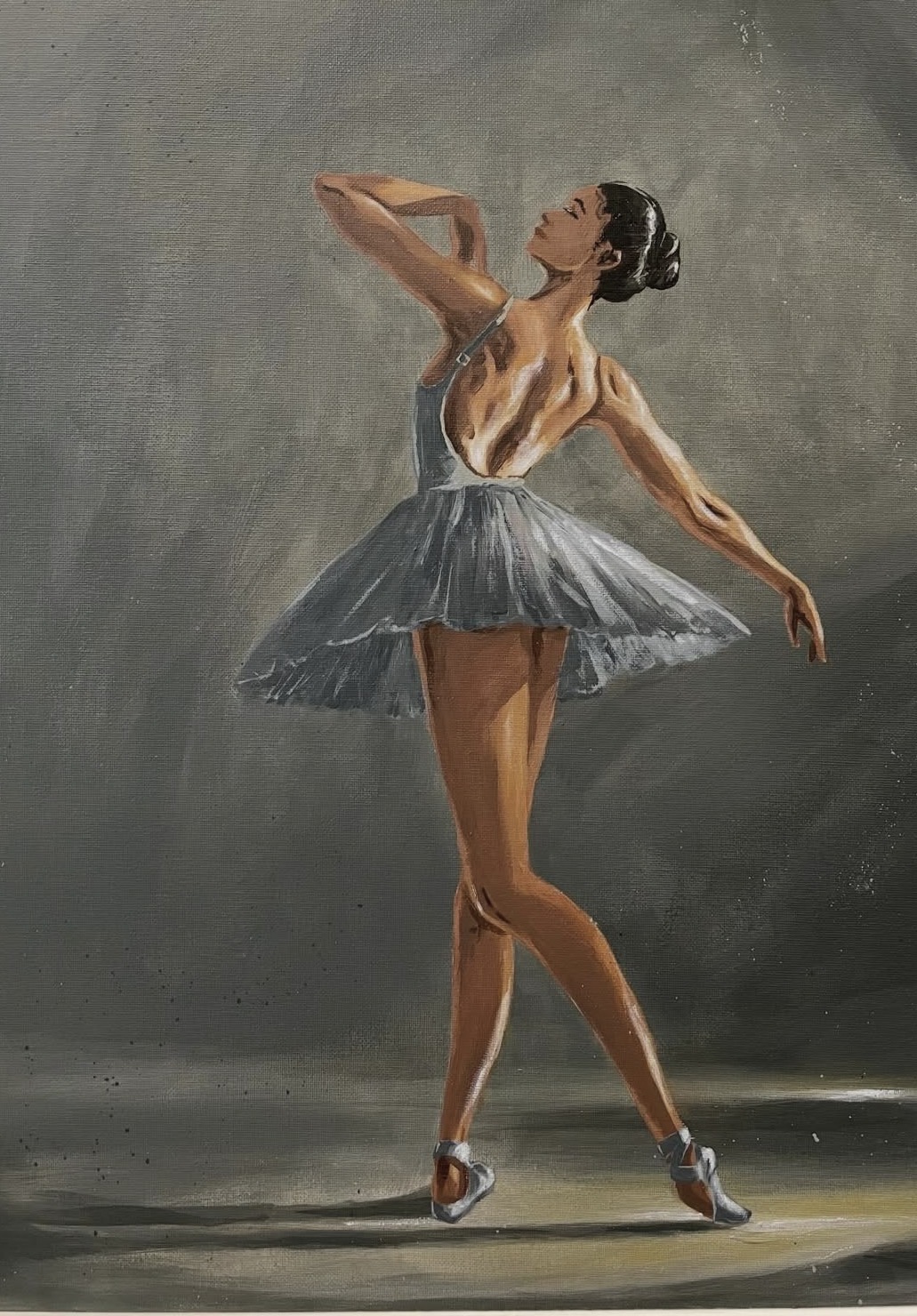 'Dance of Silence' — a ballerina painted in muted tones